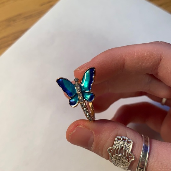 Blue Enamel Butterfly Ring - Picture 2 of 4